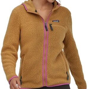 Patagonia Tan and Pink Hooded Sweatshirt